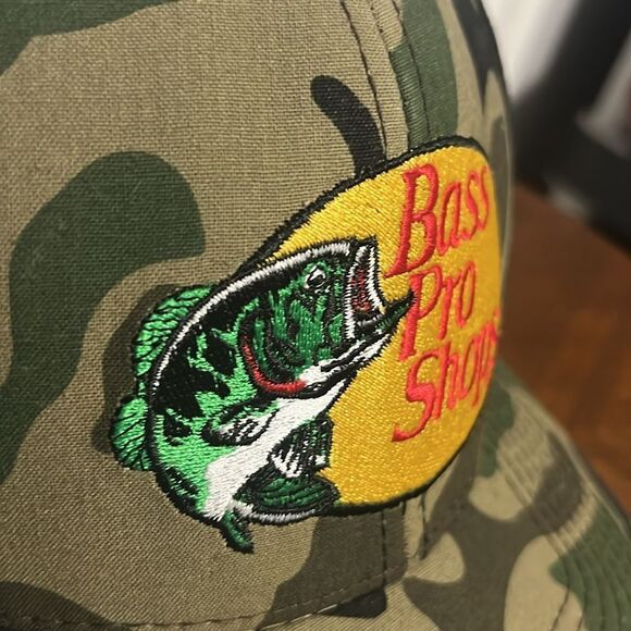 🔥🎣 Vintage BASS PRO SHOPS Camo Fishing Snapback Mesh Trucker Hat - PERFECT - Picture 3 of 7